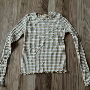 Yellow Ribbed Tight American Eagle Long Sleeve